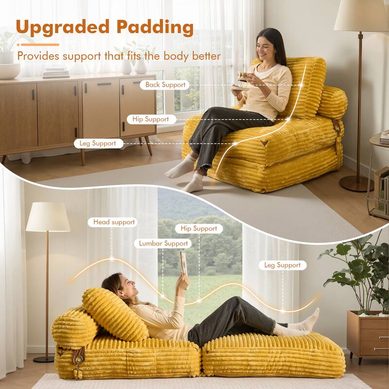 HOOOWOOO Modern Upholstery Fabric Folding Sofa Couch