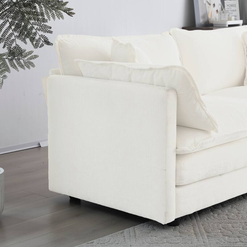 Modular Large U-Shape Sectional Sofa, Double Extra Ottomans, Comfort Chenille Upholstered Couch with Reversible Chaise
