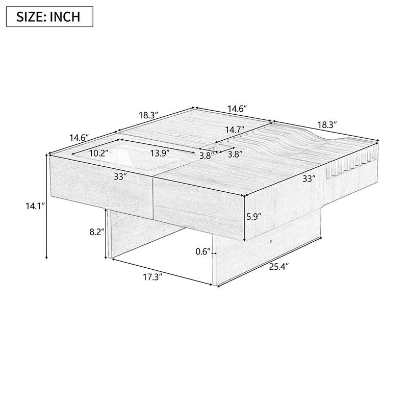 Coffee Table with 3 Drawers