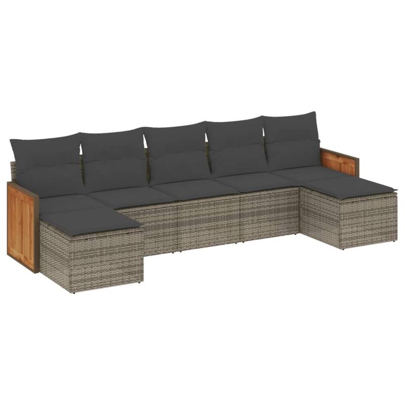 vidaXL Patio Sofa Set with Cushions Outdoor Conversation Furniture Poly Rattan