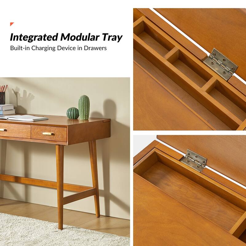 Erich Mid Century Modern 48" Computer Desk with USB by HULALA HOME