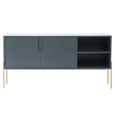 64-inch Wood Sideboard with Exterior Shelves