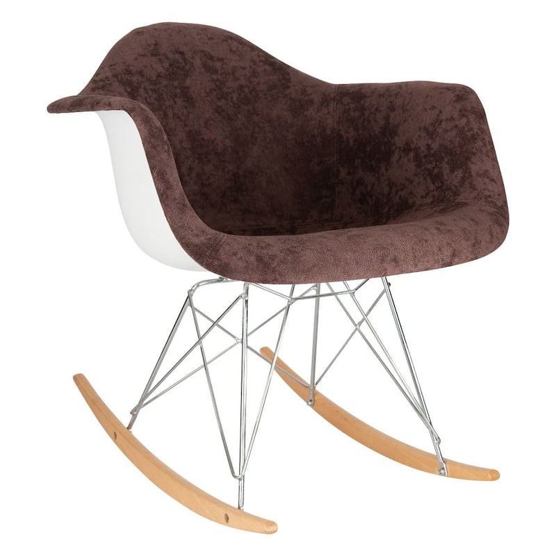 Wilson Contemporary Modern Velvet Rocker Chair - Nursery Rocking Accent Chair for Home Living Room Bedroom Patio - Coffee Brown