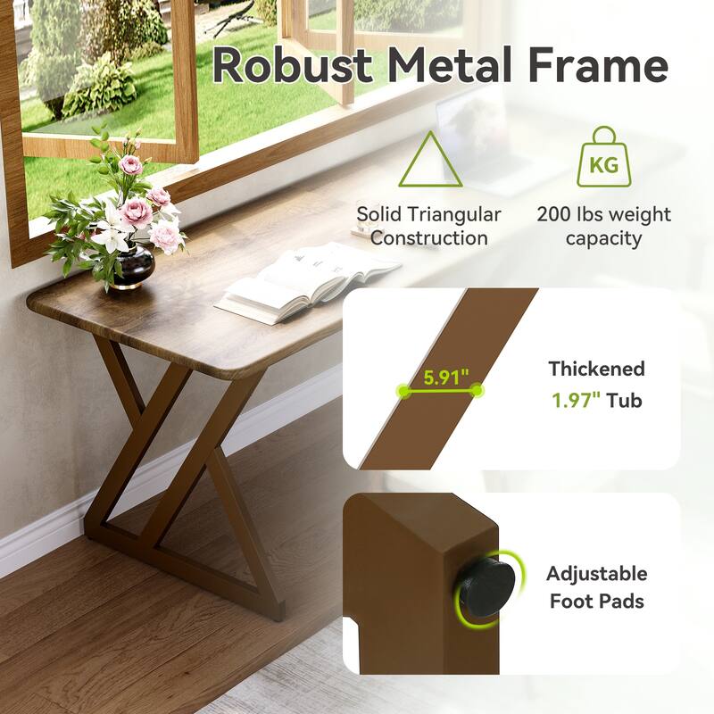 78.7-Inch Extra Long Computer Desk, Sturdy Wooden Office Desk, 2-Person Work Table Workstation for Home Office