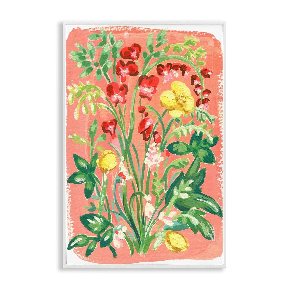Stupell Peachy Flower Arrangement Framed Giclee Art Design By Hannah Moren