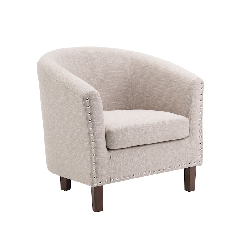 Porthos Home Bella Fabric Upholstered Accent Chair with Rubberwood Legs - Beige