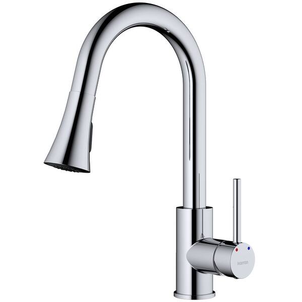slide 2 of 13, Karran Weybridge Single-Handle Pull-Down Sprayer Kitchen Faucet Chrome