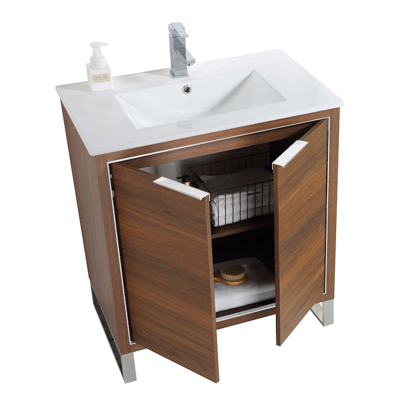 Fine Fixtures Opulence Collection Bathroom Vanity with White Ceramic Sink