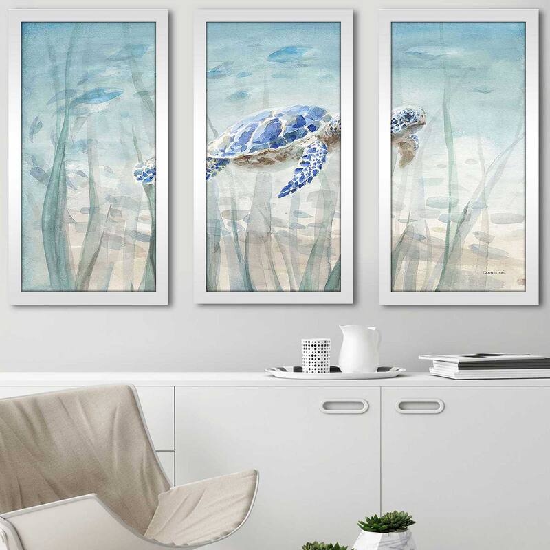 "Undersea Turtle" by Danhui Nai 3 Piece Print on Acrylic