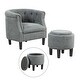 preview thumbnail 1 of 8, Costway Modern Accent Chair with Ottoman Armchair Barrel Sofa Chair - See Details See Details - Grey