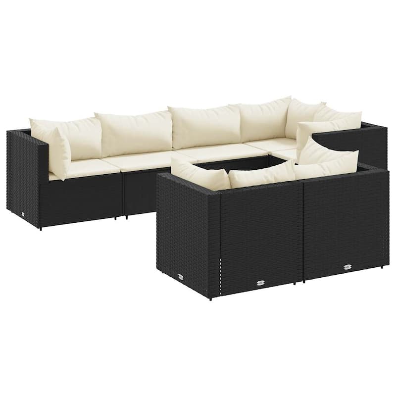 vidaXL Patio Lounge Set with Cushions Sectional Sofa Garden Backyard Poly Rattan - 24.8 x 24.8 x 22.6