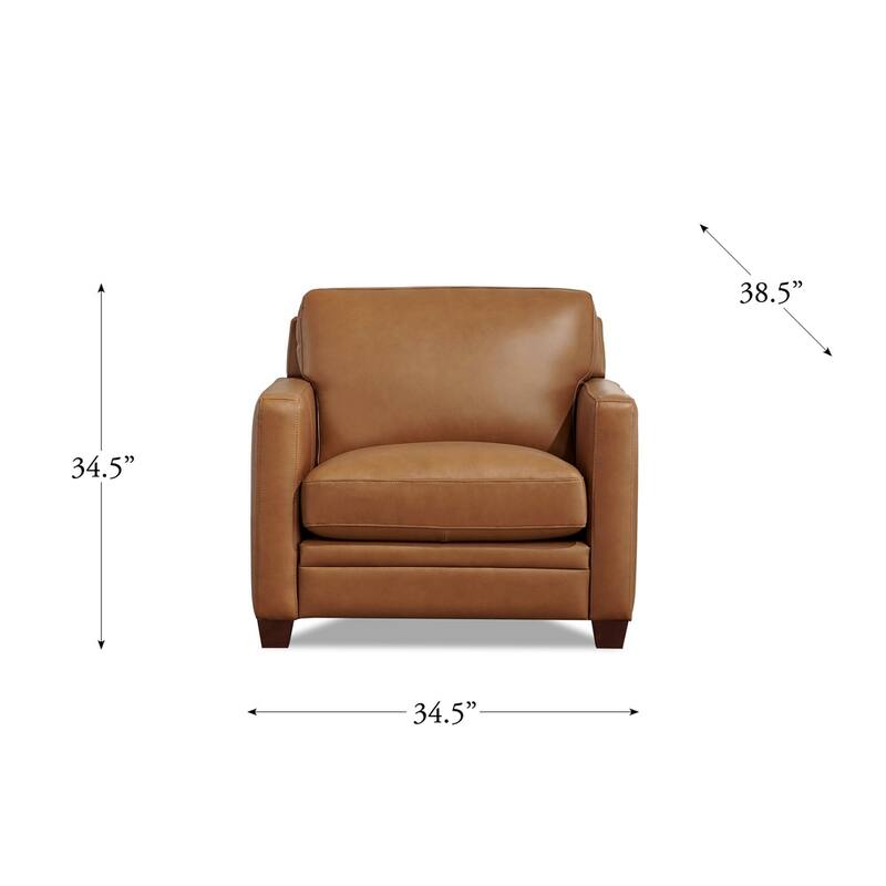 Hydeline Naples Top Grain Leather Arm Chair, Feather, Memory Foam and Springs