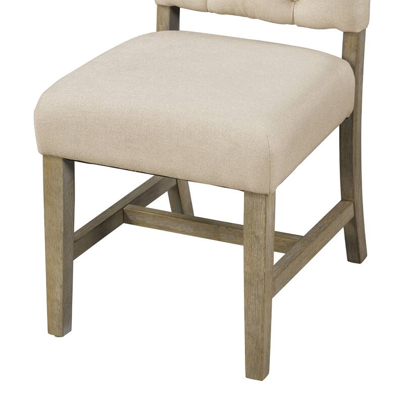 Vintage Set of 4 Dining Chair Set with Button Decorated Upholstered Seats and Wooden Legs for Dining Room and Living Room