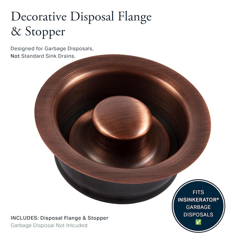 SinkSense Antique Copper Kitchen Sink Disposal Flange Drain with Stopper