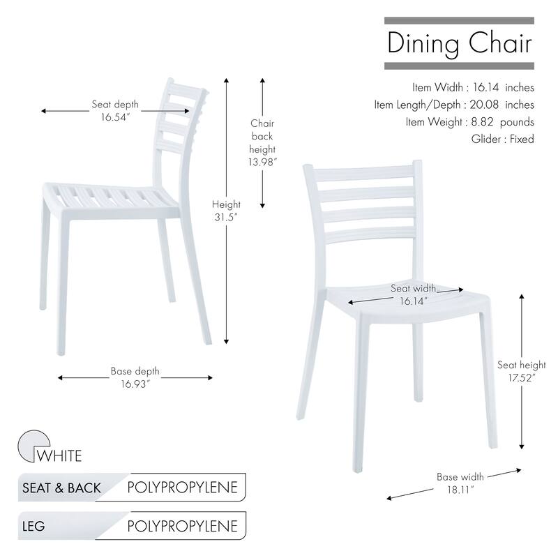 Porthos Home Faro Dining Chairs Set Of 2, PP Plastic, Stackable Design
