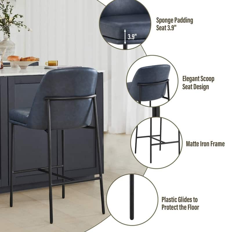 Evelyn Modern 27 inch Counter Height Bar Stool Set of 2