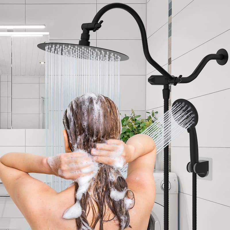 All Metal 10-Inch Round 3-Way Diverter Shower Head Combo High Pressure