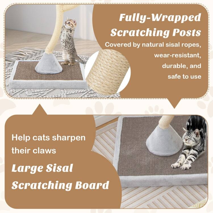 70" Tall Cat Tree 4-Layer Cat Tower with 3 Perches and Dangling Balls - 23.5" x 23.5" x 70"