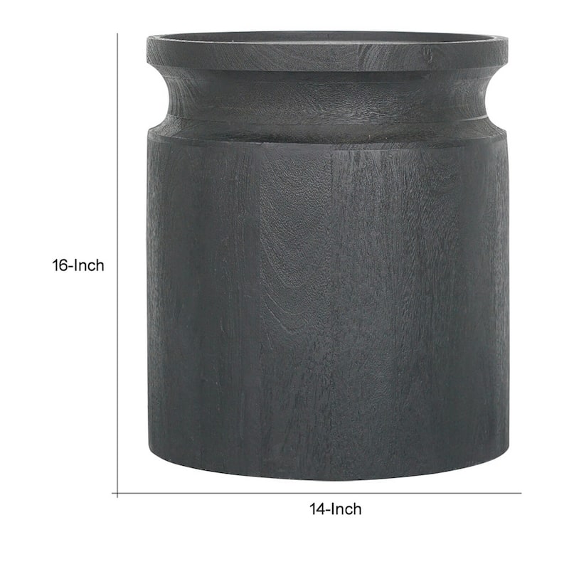 14 in. Gray Round Wood End Table, Sturdy Build End Side Table for Living Rooms