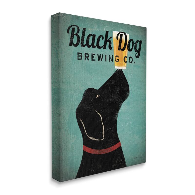 Stupell Black Dog Brewing Antique Beer Sign Stretched Canvas Wall Art, Design by Ryan Fowler