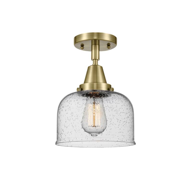 Innovations Lighting Caden Bell - 1 Light 8" Flush Mount - Antique Brass/Seedy