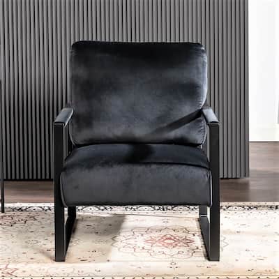 Hosam 25.4" Velvet Upholstery Metal Arms Chair