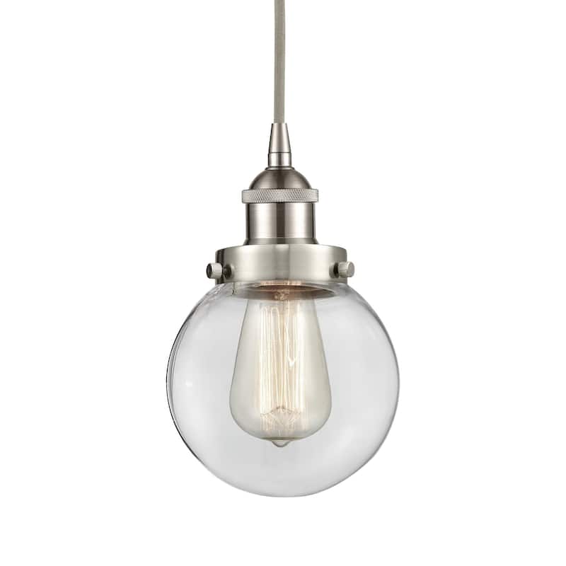 Innovations Lighting 616-1PH-10-6 Beacon Pendant Beacon 6" Wide Mini - Brushed Satin Nickel / Clear