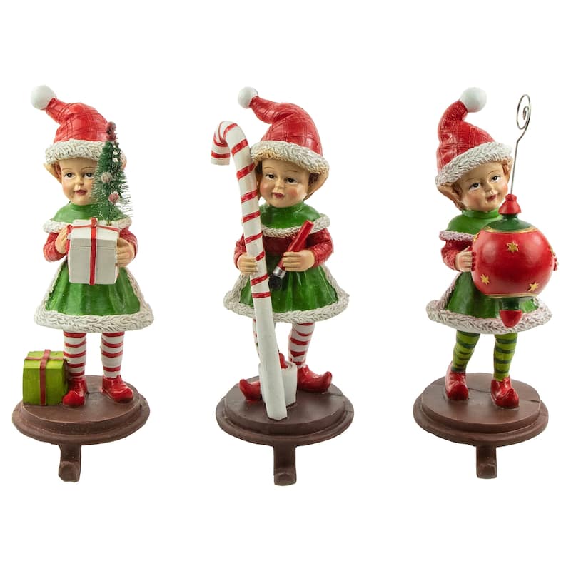 Set of 3 Christmas Elves Stocking Holders 8.5"