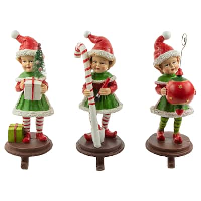 Set of 3 Christmas Elves Stocking Holders 8.5"