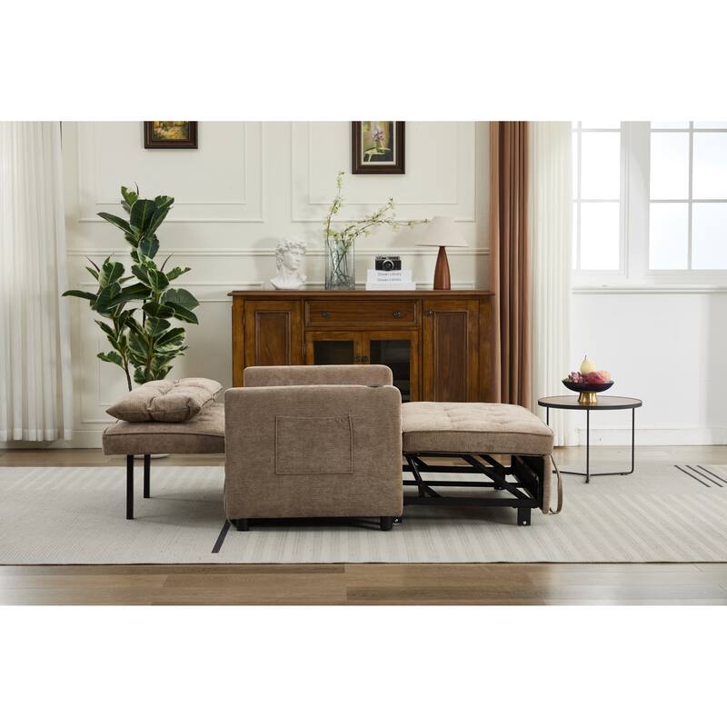 Pull-Out Sofa Bed Daybed, Lounge Chaise Loveseat with Adjustable Backrest, Convertible Sleeper Sofa with USB Charging