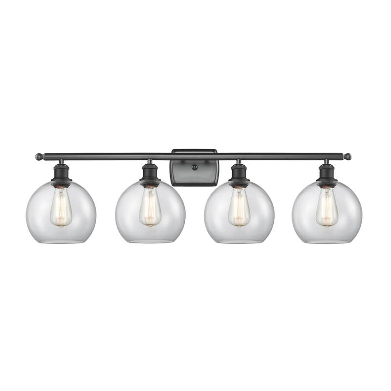 Innovations Lighting Ballston Athens - 4 Light 36" Bath Vanity Light - 8" Shade - Clear/Matte Black Finish