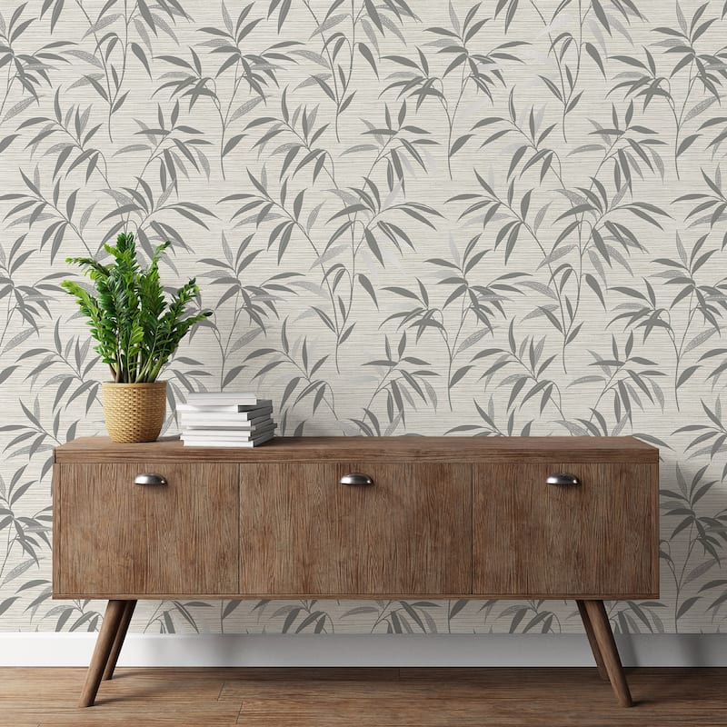 Fine Decor Fusion Grey Leaf Wallpaper
