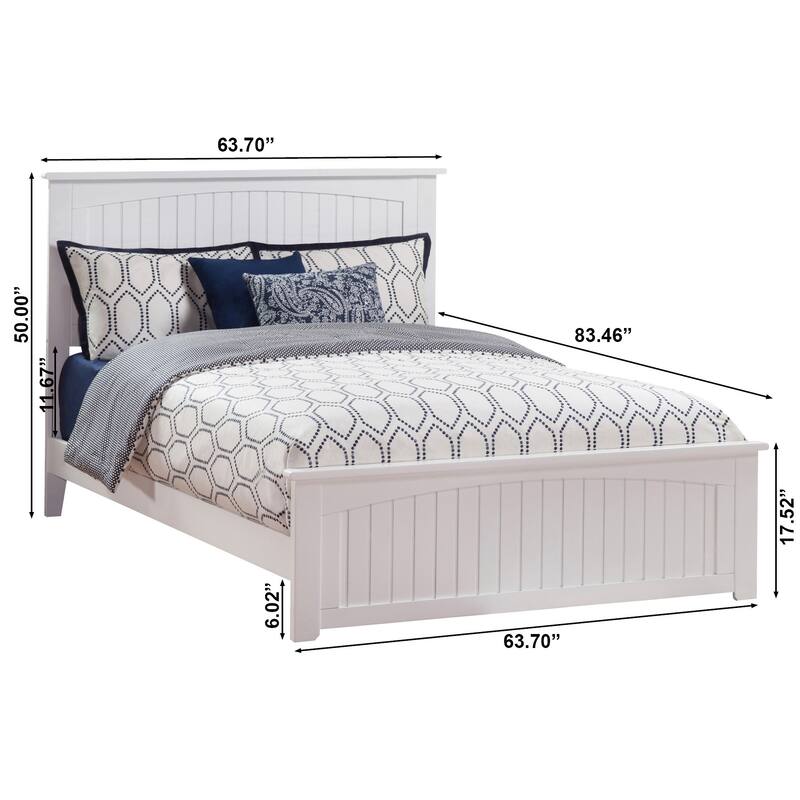 Nantucket Queen Platform Bed with Matching Footboard in White