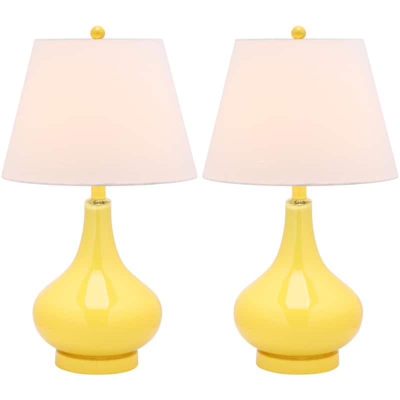 SAFAVIEH Lighting Shanda 24-inch Gourd Glass White Table Lamp (Set of 2) - 14"x14"x24" - 14Wx14Dx24H