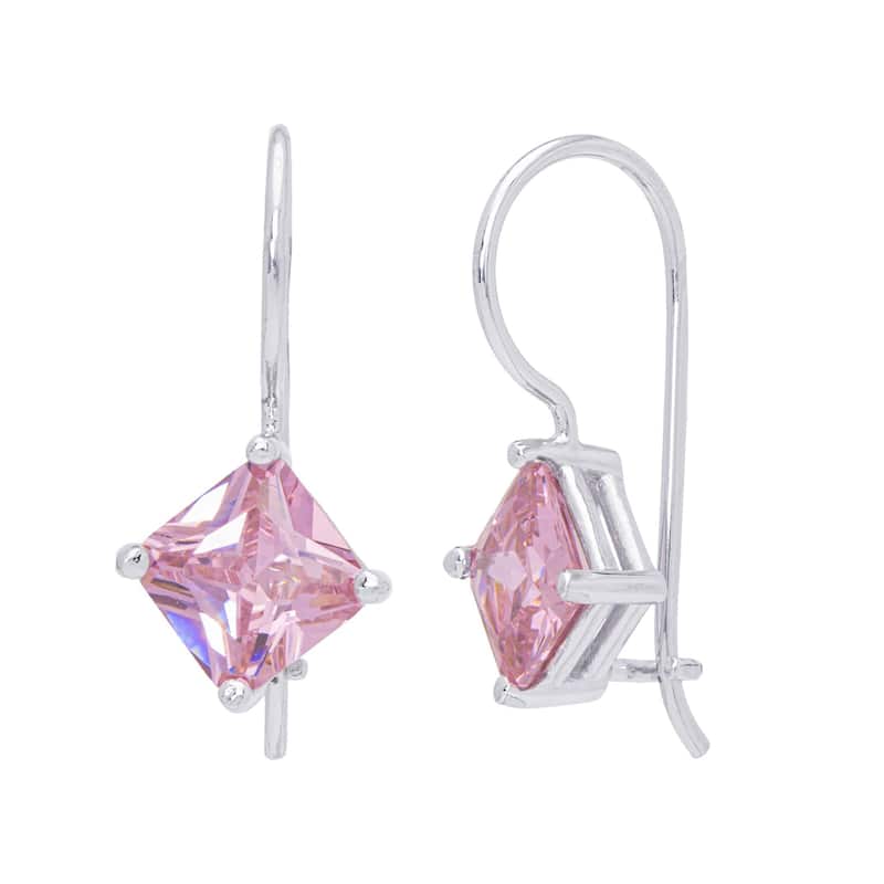 Victoria Townsend Silver Plated Glass Square Leverback Earrings- Many Colors