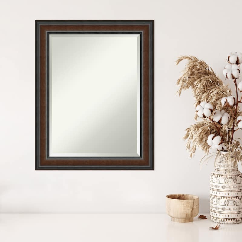 Beveled Wood Wall Mirror - Cyprus Walnut Frame