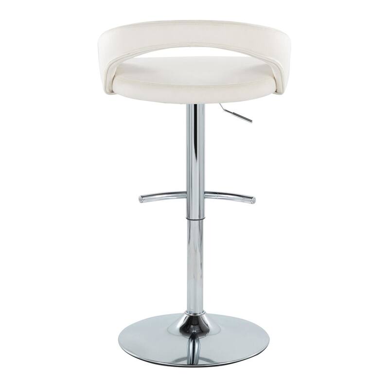 Grotto Upholstered Adjustable Barstool with Chrome Metal - Set Of 3