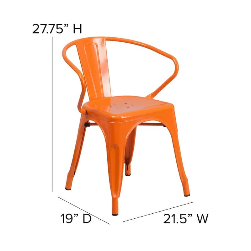 4 Pack Metal Indoor-Outdoor Chair with Arms