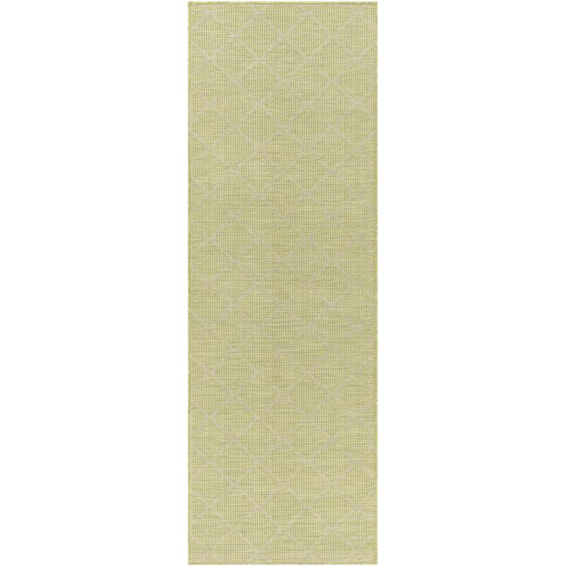 Artistic Weavers Asya Traditional Trellis Outdoor Area Rug - 2'6" x 7'3" Runner - Pale Green