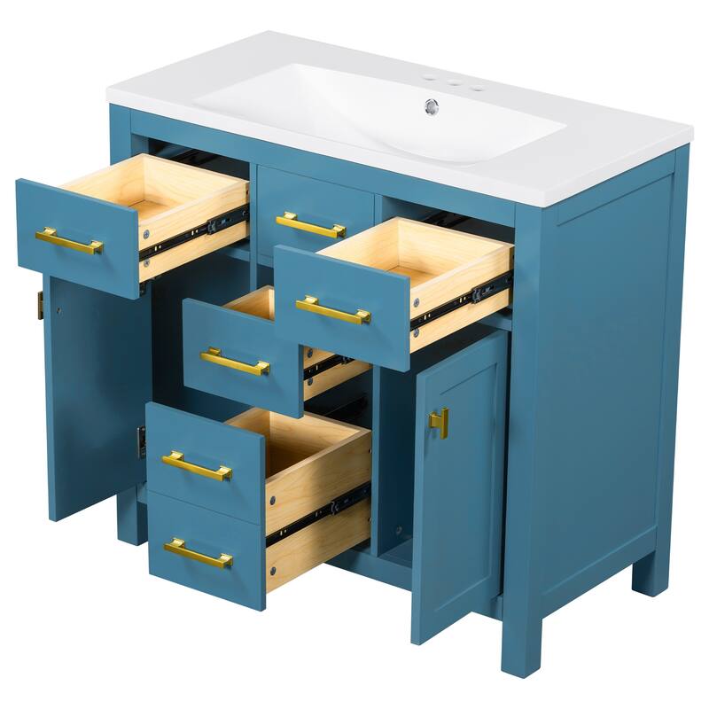 Storage Cabinet for Bathroom Vanity Set with 4 Drawers and 2 Cabinets