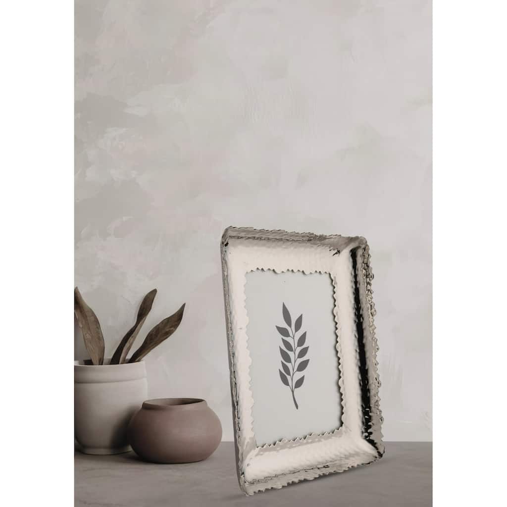 Abstract Wavey Brass Rectangular Picture Frame - for 5" x 7" Photo - Silver - 5-inchx7-inch