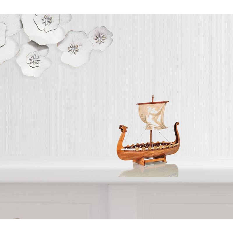 HomeRoots 10" Natural Solid Wood Hand Painted Decorative Boat - 12' X '10' X '7.5 - 12' X '10' X '7.5