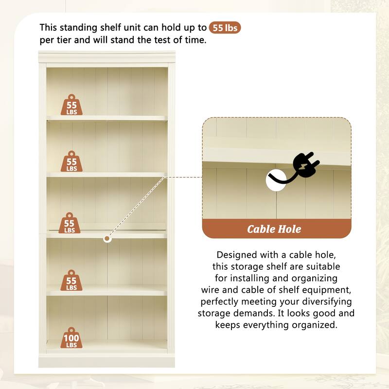 Merax Sleek & Functional Tall Wood Bookcase with LED Light