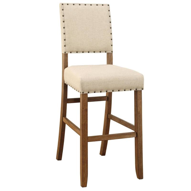 Counter Dining Table Set With Center Beam, Brown and Beige