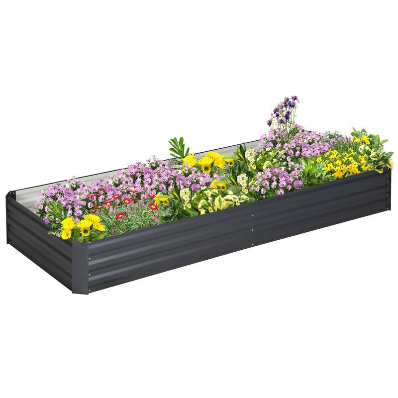 Outsunny Galvanized Raised Garden Bed, Metal Planter Box