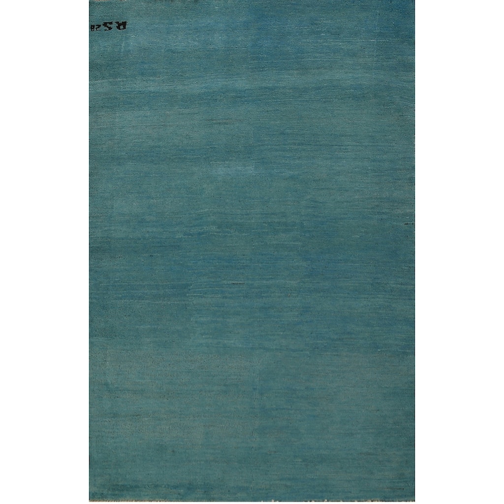 Gabbeh Oriental Rug Handmade Oriental Blue Wool Carpet - 3'5" x 6'0"