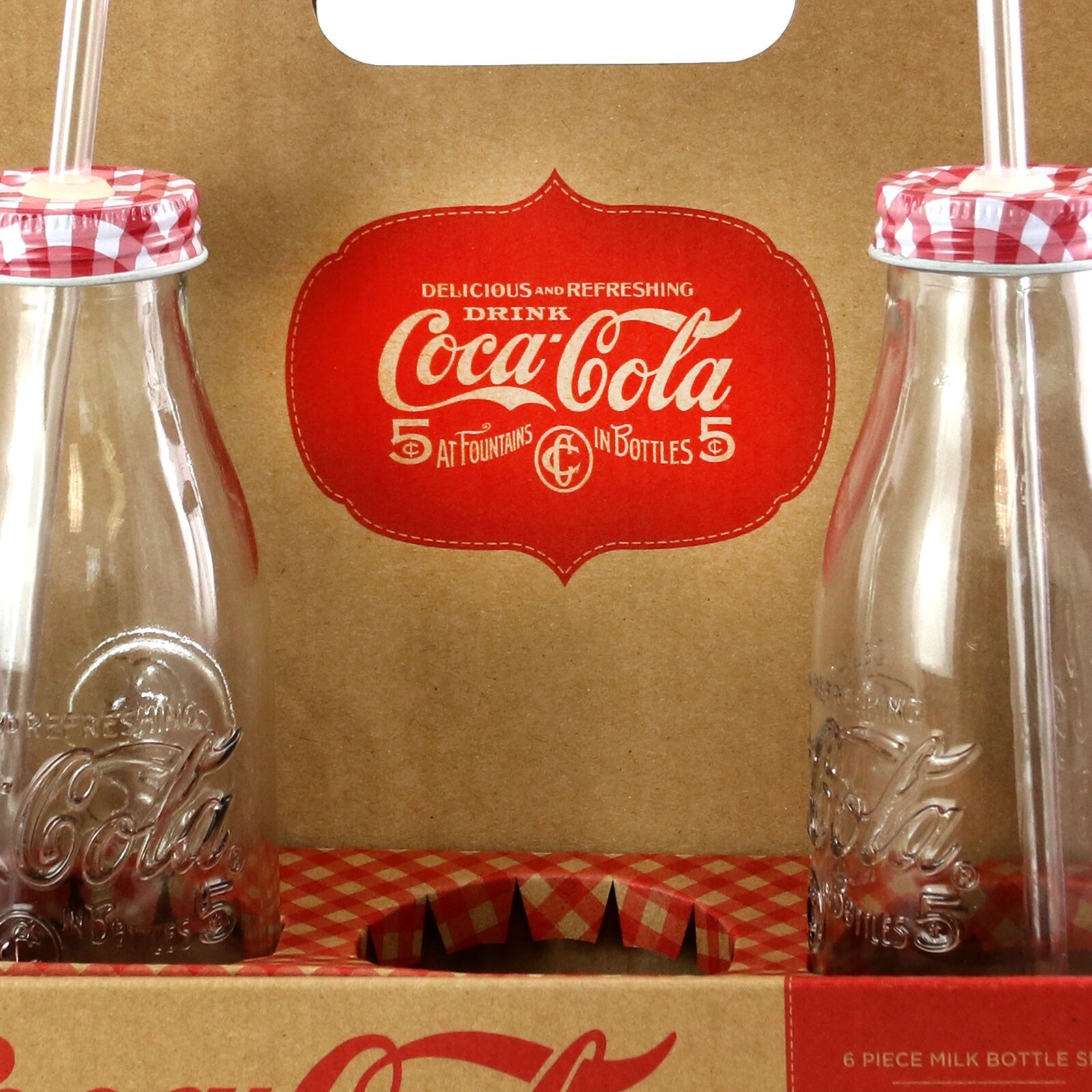 Coca-Cola Classic 6 Piece 15 Ounce Drinking Glass Bottle Set