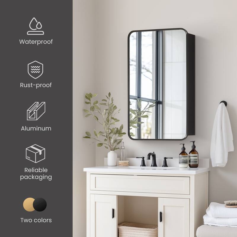 Talayuela Rectangular Aluminum Framed Medicine Cabinet with Mirror
