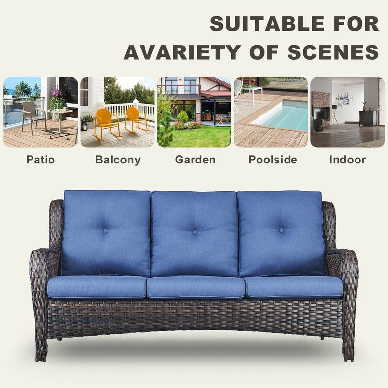 Gymojoy 4-Piece Outdoor Patio Sofa Chair with Coffee Table