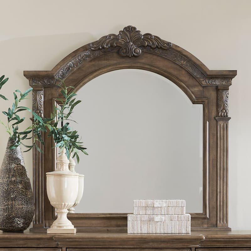 Carlisle Court Chestnut Finish Arched Mirror - Chestnut